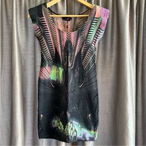 Motel NWT Body-con Grace Mini Dress Psychedelic Peacock XS RARE 2013